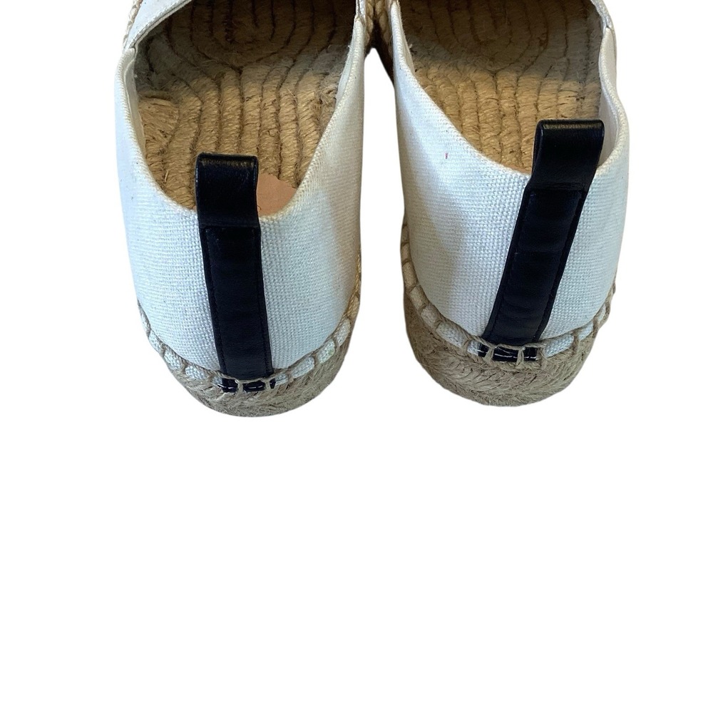 J Crew Shoes Women‎ Sz 8  Cream Black Flats Espadrilles Slip On Beach Preppy - Picture 5 of 8